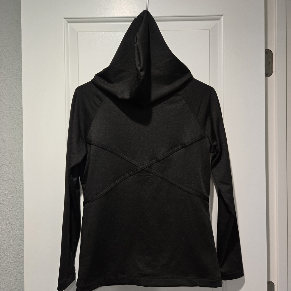 Adrienne Vittadini Sport Black Criss Cross Hooded Zip Jacket Women's Small - Picture 4 of 9